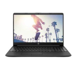 Refurbished HP 15S-EQ1801N0 laptop with Athlon Silver processor, 4GB RAM, and 128GB SSD, featuring a sleek and practical design for everyday computing
